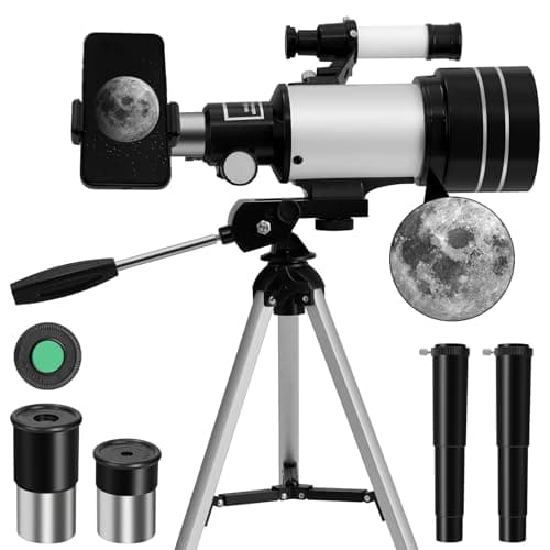 Telescopes for Astronomy Adults, 70mm Aperture 300mm Refractor Telescope for Kids & Beginners, Compact and Portable Travel Telescopio with Aluminum Alloy Tripod Finderscope