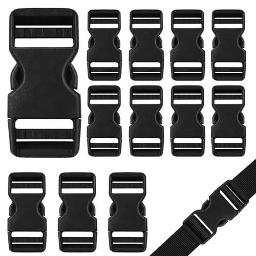 AUAUY Plastic Buckles Clips 25mm(12 Pcs), Dual Adjustable Ends