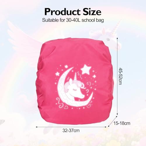 Kaempe Rain Cover School Bag, Backpack Rain Cover, Rain Cover Backpack, Reflector Backpack, Accessories Compatible with Step By Step, Ergobag, Coocazoo, Satch, Scout, Beckmann, Derdiedas (Pink) — view 2