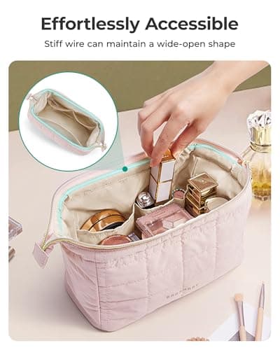 BAGSMART Small Travel Makeup Bag for Women, Wide Opening Cosmetics Bag — view 4