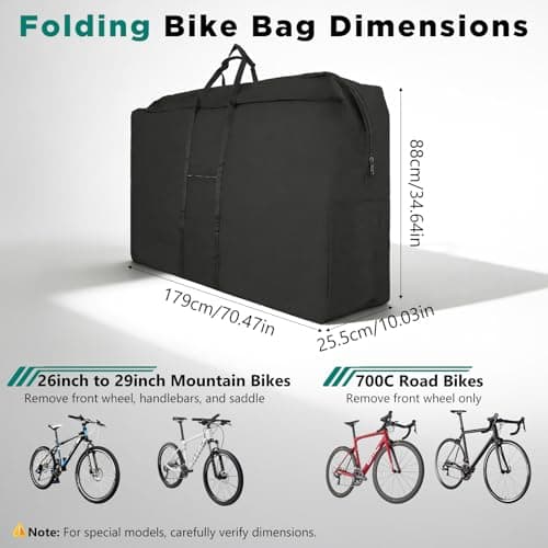 800D Heavy-Duty Bike Travel Bag for Airplane - Bike Transport Bag with 3 Buckles, Reinforced Webbing & Inner Compartments for 26-29 Inch Mountain & Road Bikes — view 2