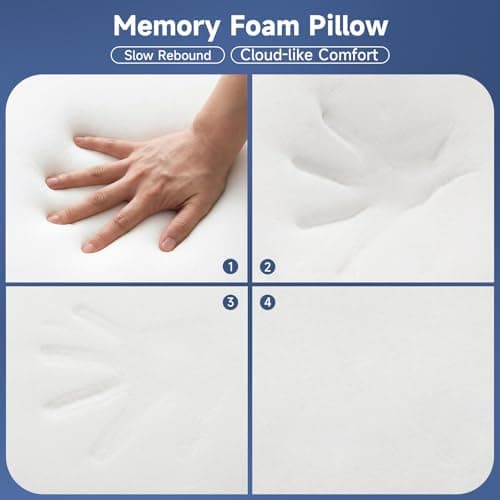 Z-hom Memory Foam Pillow, 59x 39 x 10/12 cm, Comfort Pillows for Neck Shoulder Pain Sleeping, Ergonomic Neck Support Pillow, Cervical Pillow (White) — view 5