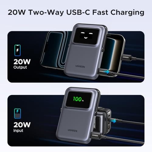 UGREEN Uno 10000mAh Wireless Power Bank Magnetic Portable Charger (Black) — view 3