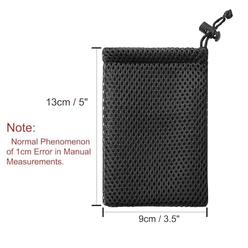 sourcing map Mesh Drawstring Bag 5x3.5, 3Pcs, Black, Travel Storage Pouch — view 2