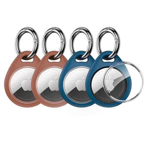UNBREAKcable 360° Protective Case for AirTag (1st & 2nd Generation) [4 Pack], TPU Full Cover Keyring Holder with Premium Zinc Alloy Spring Clip, Scratch-Resistant Design for Keys, Bags, Luggage