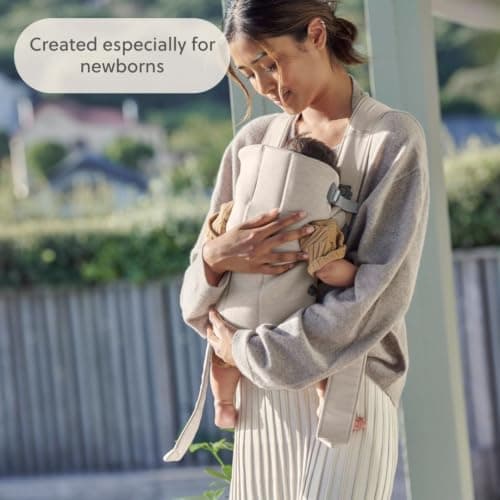 BabyBjörn Baby Carrier Mini, 3D Jersey, Light Beige, Infant Carrier for Newborns (0-12 Months), Soft, Ergonomic and Easy to Use — view 6