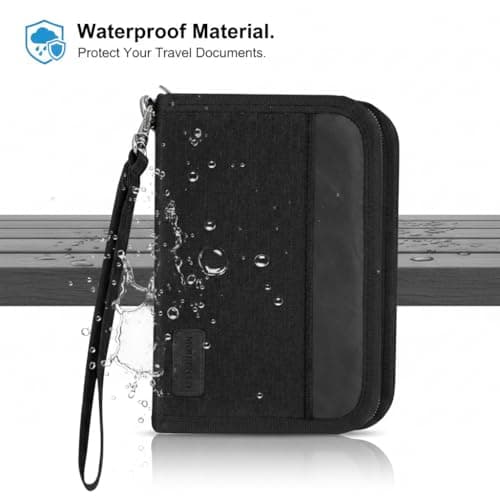 Passport Holder Travel Wallet, For 2 Passports, Small Passport Bag, Double, Dual, A5, Document Folder, Case, Purse, RFID Blocking, Holiday, Waterproof Organisers, Travel Accessories, Black, UK BCL — view 5