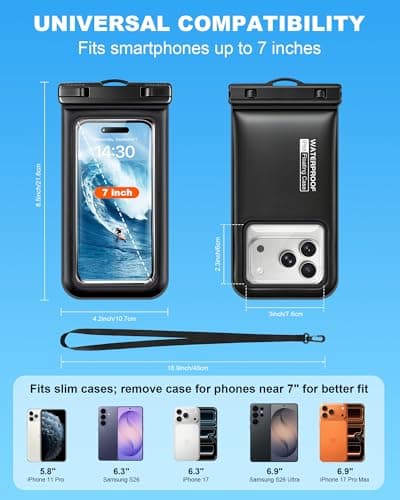 CITAMAMA Floating Waterproof Phone Pouch, 2 Pack IPX8 Dry Bag Case Up to 7" — view 2