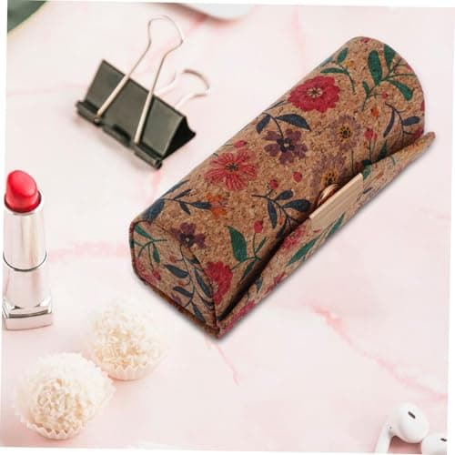 Portable Lipstick Organizer in Brown Cork with Built-in Mirror — view 5