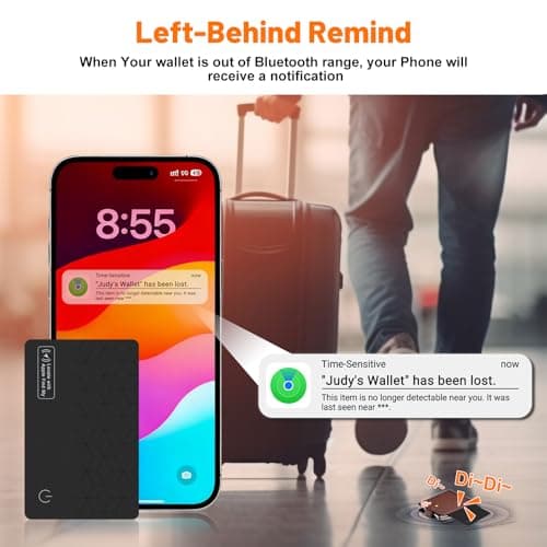 Air Smart tag Tracking Card, [iOS MFi Certified] Rechargeable Credit Card Tracker 1.6mm Thin Smart Bluetooth Tags Card Compatible with iOS Find My App, Wallet & Luggage Item Locator — view 4