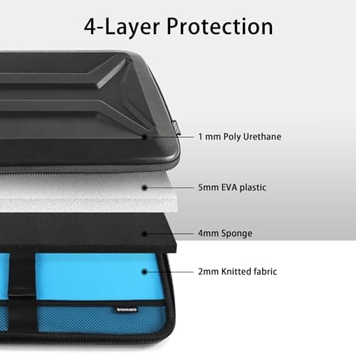 DOMISO 15.6-16 Inch Laptop Hard Case,Waterproof Shockproof Hard Shell Laptop Sleeve Protective Bag with Retractable Handle for Macbook Pro 16/Lenovo ThinkPad/HP ENVY/Dell XPS, Black — view 4