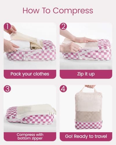Meowoo 7 Set Compression Packing Cubes for Suitcases, Checker Design — view 6
