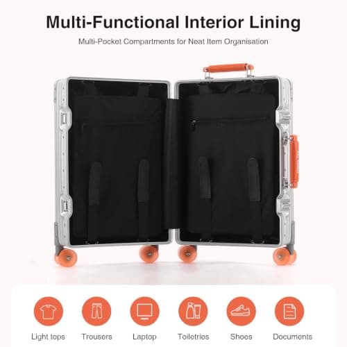 AIWEINY All Aluminium Hard Shell Cabin Suitcase Carry On Luggage — view 5