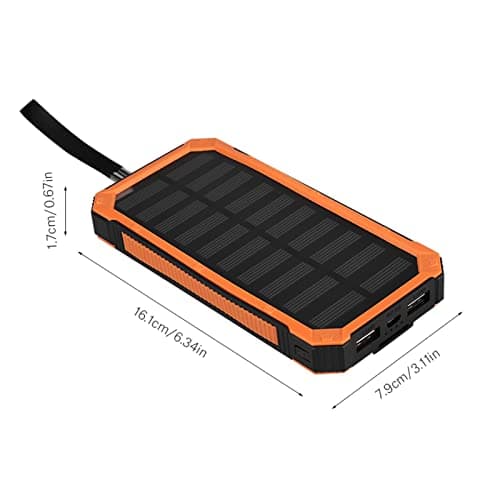 20000mAh Solar Power Bank Portable Charger, Dual USB Solar Panel Charger with Fast Charge, DIY Solar Phone Charger Kit for Camping Hiking Emergency (Battery Not Included) (Orange) — view 6