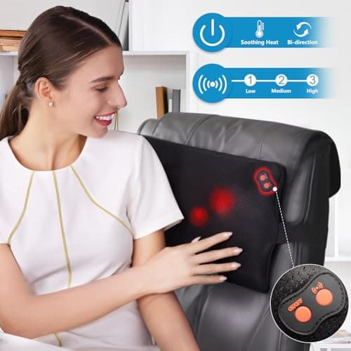 WOQQW Back Massager with Heat, Shiatsu Massage Pillow for Pain Relief — view 3