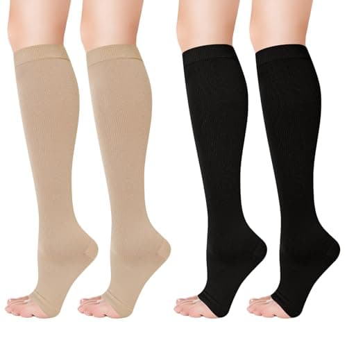 umorismo 2 Pair Flight Compression Socks Toeless Support Socks