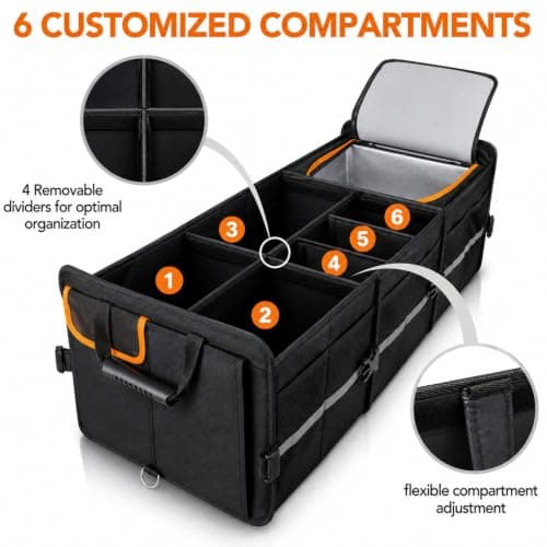 Car Boot Organiser with Cooler Bag Collapsible,Heavy Duty Trunk Organizer — view 2