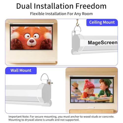 MageScreen 100 Inch 16:9 Manual Pull Down Projector Screen HD 4K — view 2