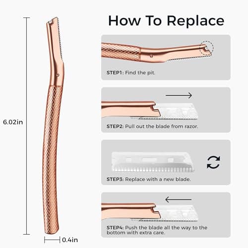 ZOMCHI Eyebrow Razor for Women & Men,Precision Cover,Rose Gold — view 4