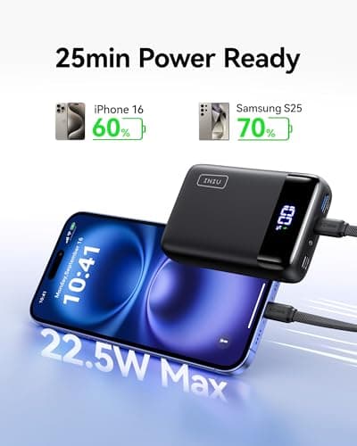INIU 20000mAh Power Bank, Smallest Fast Charging 22.5W Portable Charger, USB C In&Out Mini Powerbank, Phone Battery Pack for iPhone 17 16 15 Pro Samsung S25 S24 Airpods iPad etc Travel & Camping — view 3