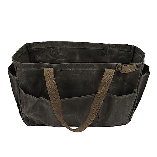 Canvas Pot Bag Durable Large Capacity for Camping, Garden Tool Bag for Outdoor Activities (Olive Green) — view 4