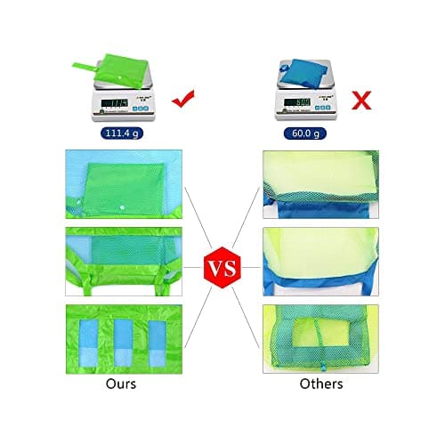 Large Mesh Beach Bag for Toys Sand Away Tote with Zipper for Child Swim Pool Travel Sandy Shoes Wet Towels 18 x 12 x 18inch Green Straps Blue Mesh — view 2