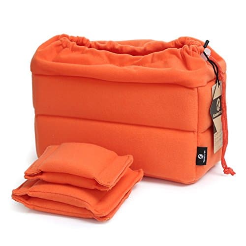 Koolertron Padded DSLR Camera Insert Shockproof Camera Bag Insert Camera Partition Protective Bag Compatible with Sony Nikon DSLR Shot Or Flash Light (Orange)