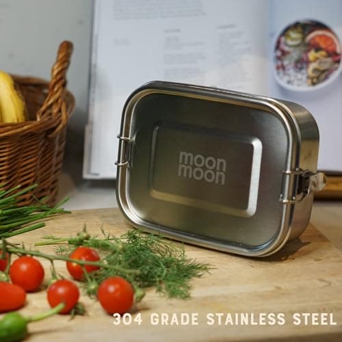Moonmoon Stainless Steel Lunch Box (0.8L) | Leakproof Metal Bento Lunch Box with Compartments | BPA free Salad & Sandwich box for Adults & Children — view 4