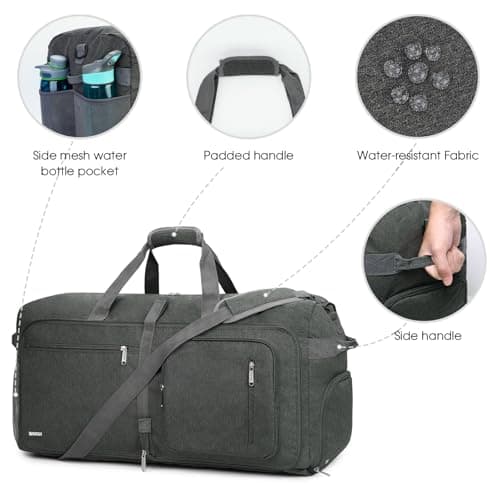 WANDF 65L Large Travel Holdall Duffle Luggage Bag Foldable — view 3