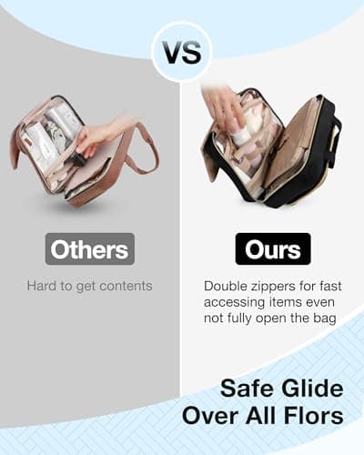 BAGSMART Toiletry Bag Hanging Travel Organizer with TSA Approved Transparent Cosmetic Bag and Detachable Makeup Pouch for Full Sized Toiletries, Medium-Black — view 6