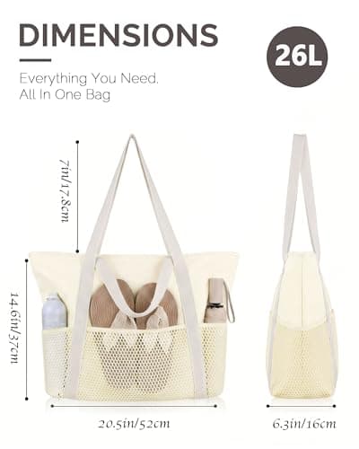HOMESPON Beach Bag Large Waterproof Tote for Women with Zipper — view 5