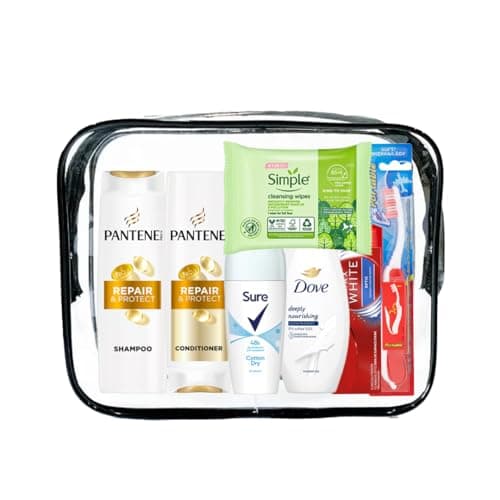 Womens Mini Travel Toiletries Set - Essentials for Hospital, Materinty, Camping, Holiday & Vacation, Travel Size Toiletries Under 100ml, Clear Travel Bag, Mini Toiletries, Airport Security Approved — view 3