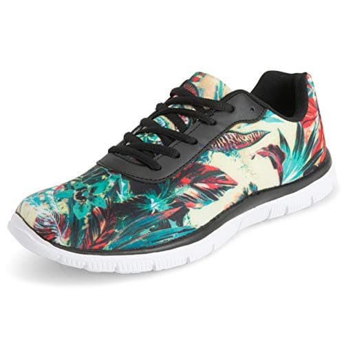 Get Fit Womens Walking Running Vibrant Floral Lightweight Yoga Trainers - Tropical - EU40/ UK7 - BS0248