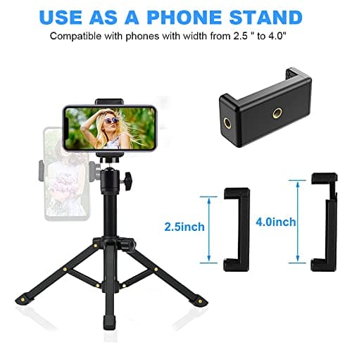 JCWINY Mini Projector Stand Tripod, Portable and Adjustable Desktop Projector Tripod Mount Lightweight Table Tripod Stand for Mini Projector Cameras iPhone Webcam Mount, 360°Ball Head Rotation — view 6