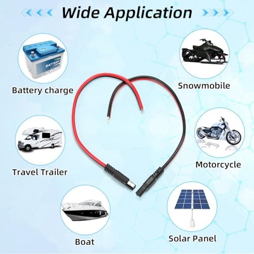Frienda 8 Pack 12 Awg Connectors Cable Compatible with SAE 30cm 2 Pin Single Plug Disconnect Power Automotive Extension Cable for Motorcycles Cars Charger — view 6