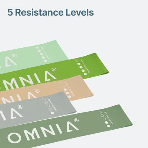 OMNIA Resistance Bands Set for Home Workouts – Durable Exercise Bands for Strength Training, Yoga, Pilates, Physio – 5 Resistance Levels – Unisex Fitness Bands (Green) — view 4