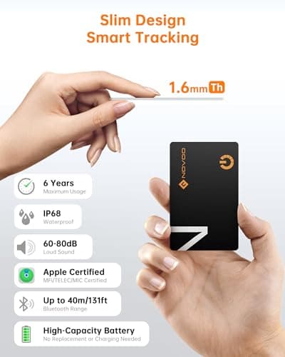 NOVOO Slim SmartCard Wallet Tracker, Air Locator Tag - 1.6mm Thin, 6-Year Battery, IP68 Waterproof, Apple Find My Compatible (iOS Only), Bluetooth GPS Item Finder (1-Pack) — view 2