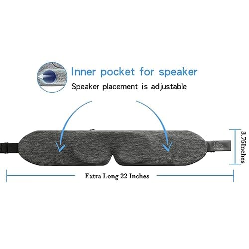 ALASKA BEAR Sleep Headphone Mask Bluetooth 5.2 HD Stereo Noise Reduction 3D Eye Mask for Sleeping Eye Contour Built-in Mask w/Thin Speakers Wireless Audio Sports Headgear(Gray) — view 5