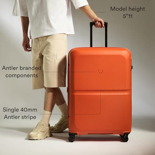 ANTLER Single Stripe Hard Shell Large Suitcase + Laundry Bag - 81x56x34cm 144L, Expandable, Lightweight, 4 Spinner Wheels, TSA Lock - Durable Large Check in Luggage - Ember Orange — view 5