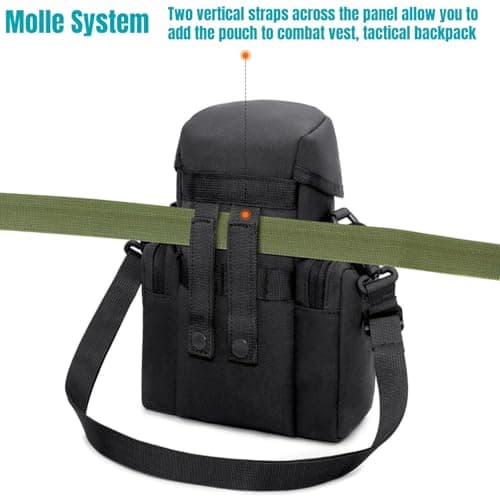 Gexgune Molle Water Bottle Pouch for 64 oz Wide Mouth Bottles - Military Grade Hydration Carrier with Adjustable Shoulder Strap, 2 Zipper Pockets & Front Mesh Pocket (Green) — view 5