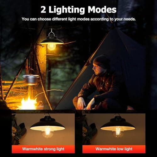 Yizhet Camping Lantern Rechargeable, Retro Lamp Portable with Hook, 2 Modes — view 3