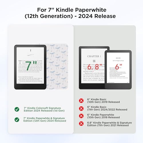 Litvana Detachable Magnetic Case for 7'' Kindle Paperwhite 12th Gen 2024 and Kindle Colorsoft Signature Edition, Slim PU Shell Cover Case with Auto Wake/Sleep, Blue Bow Tie — view 2