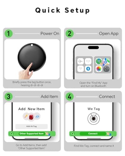 Smart Air Tracker Tags 4 Pack, Smart Wireless Tracker Compatible with Apple Find My (iOS Only), IP67 Waterproof Item Finder with Replaceable Battery for Keys, Luggage, Bags, Suitcases — view 6