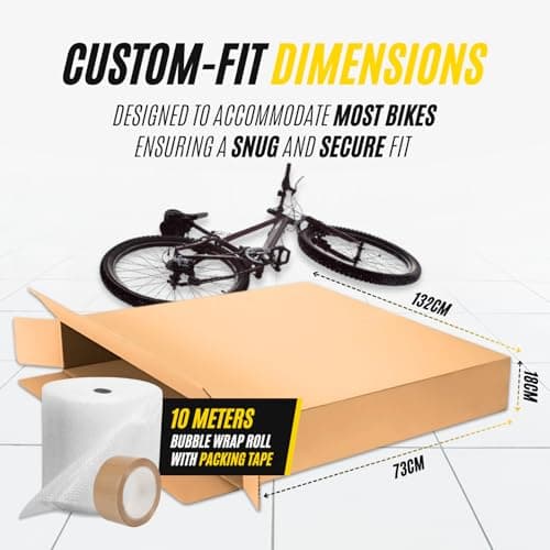 Standard Double Walled Bicycle Carboard Box with 10m Bubble Wrap & Strong Tape | Flat-Pack Packaging Box for Moving House | Strong Carry Case for TVs, Bikes & Artwork Cardboard Bike Carton Air Travel — view 4