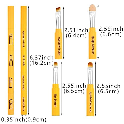 4 Pack 4 In 1 Travel Makeup Brush Multi -purpose Retractable Angled Eyeshadow Sponge Lip Brush Cosmetic Face Beauty Tools for Foundation Concealer Eyeshadow — view 2