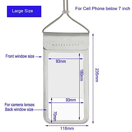 Baitoo Waterproof Phone Pouch,Waterproof Phone Case Reliable Roll Top iphone Dry Pouch Holder for iphone 14 Plus/14 Pro Max/13 Max/12 Pro Max/11 Pro Max/Xs Max to 6.9" for Swimming Kayaking(Silver) — view 2