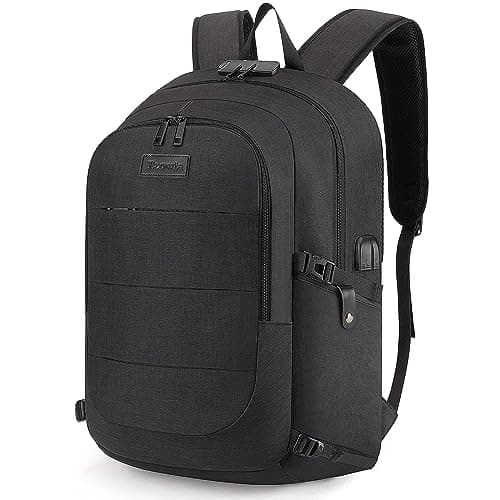 Tzowla Laptop Travel Backpack Mens Womens Water Resistant Anti-Theft Bag with USB Charging Port and Lock 17.3 Inch Computer Business Backpacks for School Work College Gift,Casual Daypack-Black — view 4