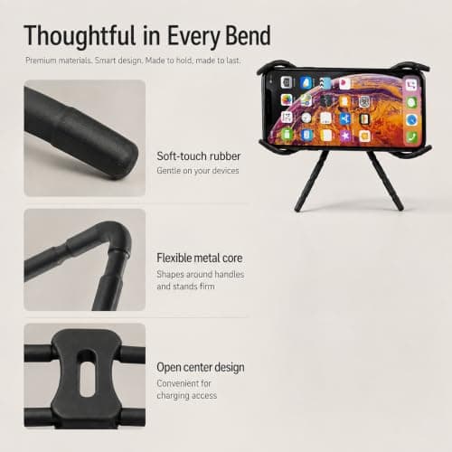 2Pcs Black Bendable Spider Phone Holders, PU Coated Steel Wire Universal Flexible Car Smartphone Mount Stands — view 4