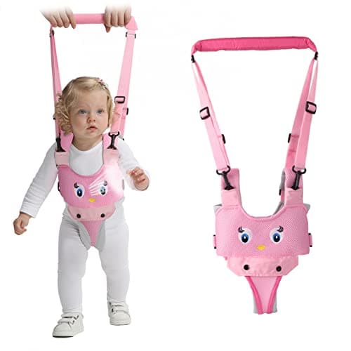 IULONEE Baby Walking Harness Handheld Kids Walker Assistant Belt Mesh Pink