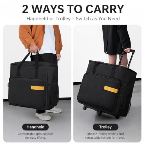 Pitrumo PC Carrying Case on Wheels, Desktop Travel Bag with Detachable Trolley for PC Tower, Monitor, Keyboard and Mouse, Black (Bag Only, for 27" Monitor) — view 6